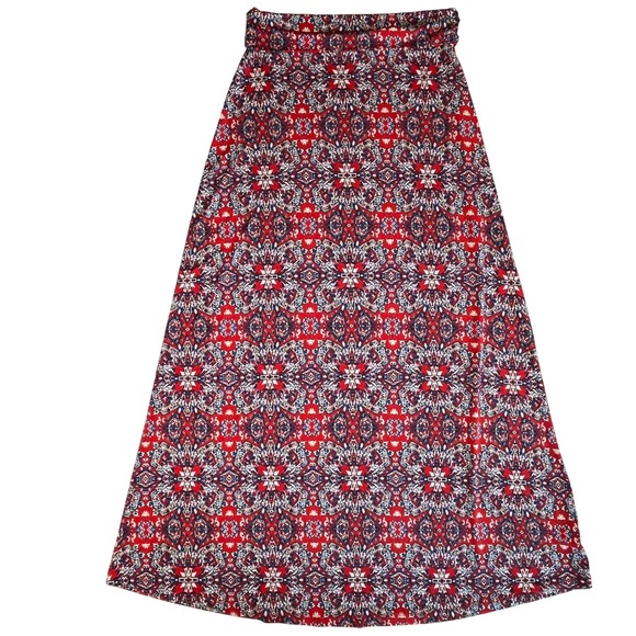 Gilli Dresses & Skirts - Gilli Womens Red Blue White Geometric Kaleidoscope Maxi Skirt Size M 51016B